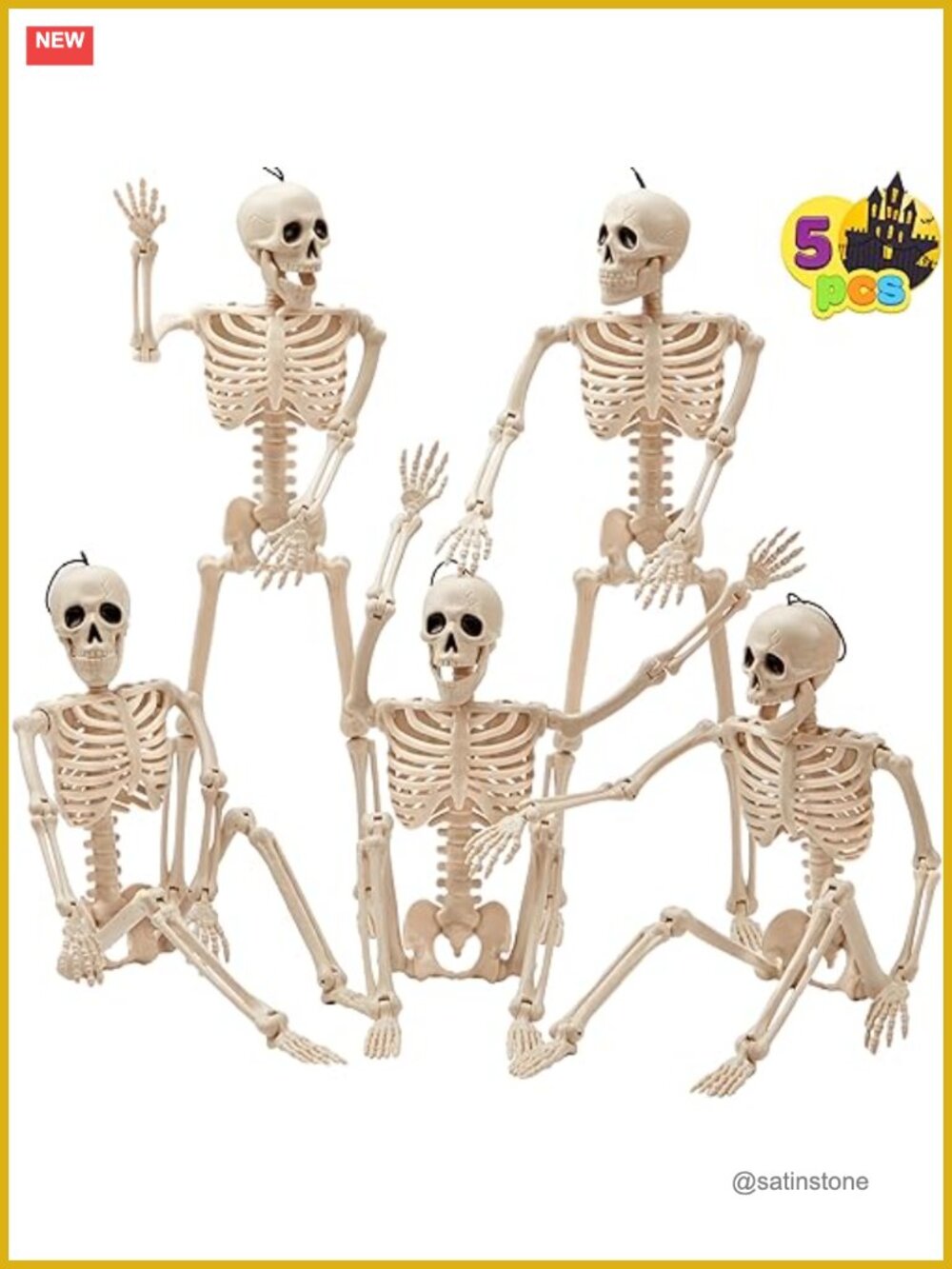 5 Pack Posable Halloween Skeleton Decorations 16 Inch Hanging Props